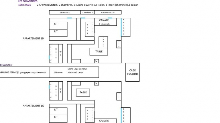 2 appartements 4  6 personnes au 1er tage du chalet Les Eglantines