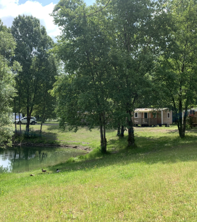 Vue sur les espaces verts du camping