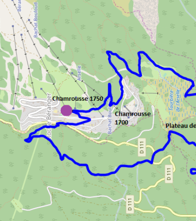 Plan circuit VTT bleu n3 Chamrousse - Grand tour du plateau de l'Arselle