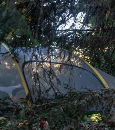 Photo nuit bivouac en tente suspendue Chamrousse