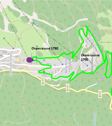 Plan circuit VTT vert n1 Chamrousse - A la dcouverte du domaine de montagne