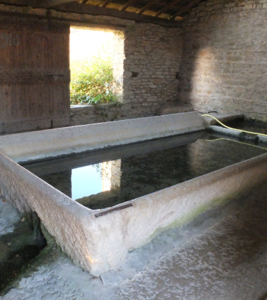 Vue sur la table de lavage du lavoir de Senin  Parmilieu - Balcons du Dauphin