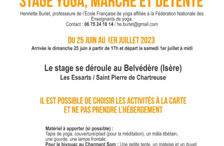 Stage de yoga, marche et détente