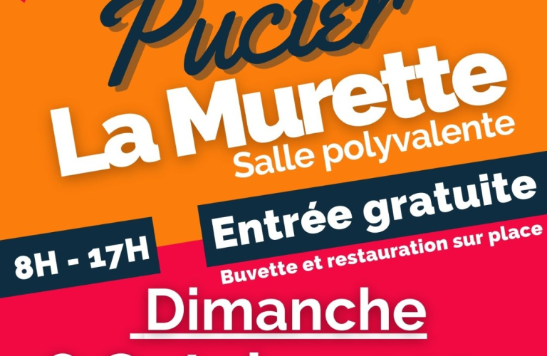 affiche de l'vnement sur fond bleu fonc, orange et rose