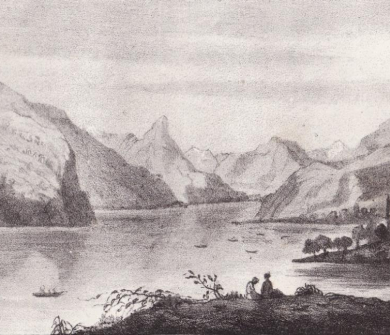 Lithographie : vue sur le lac St-Laurent